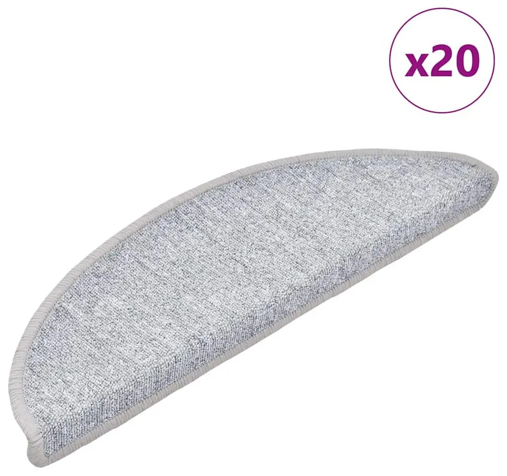 20 db világosszürke félkör alakú lépcsőszőnyeg 56 x 17 x 3 cm