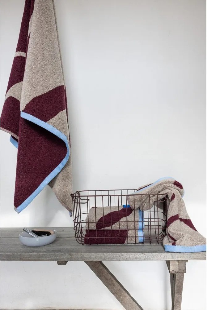 Borvörös-szürkésbézs frottír bio pamut törölköző szett 2 db-os 40x55 cm Nova Arte – Mette Ditmer Denmark