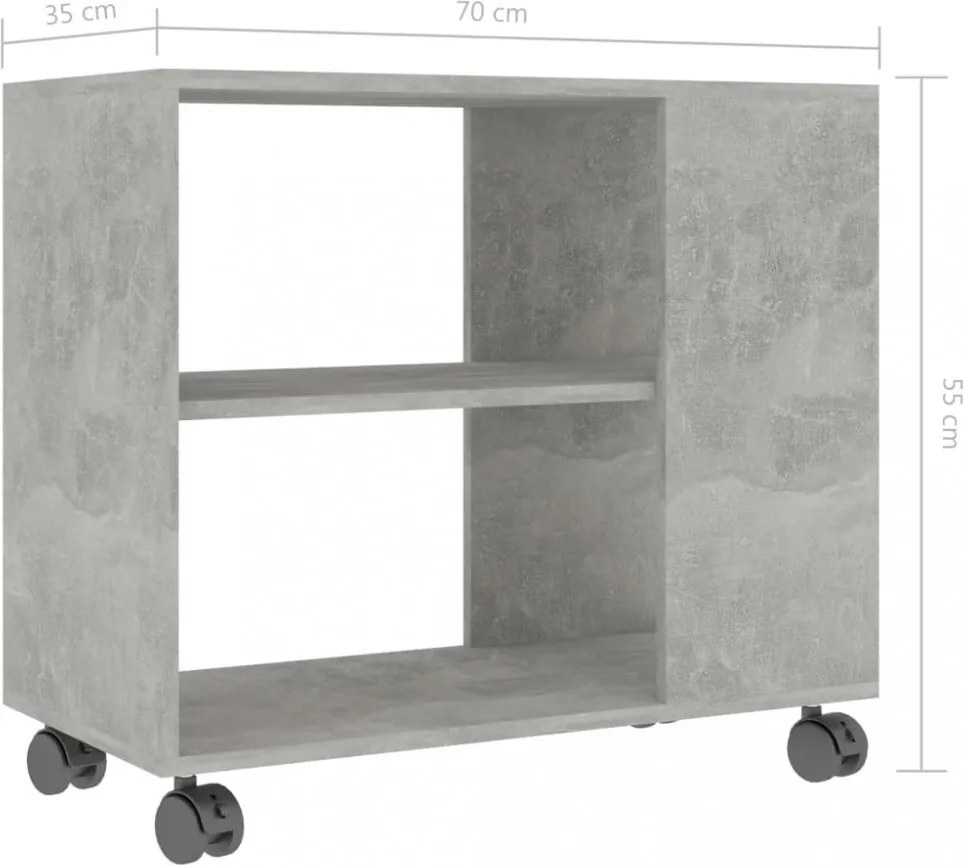 betonszürke szerelt fa kisasztal 70 x 35 x 55 cm