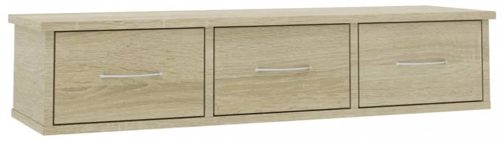 sonoma falra szerelhető szerelt fa fiókos polc 88x26x18,5 cm