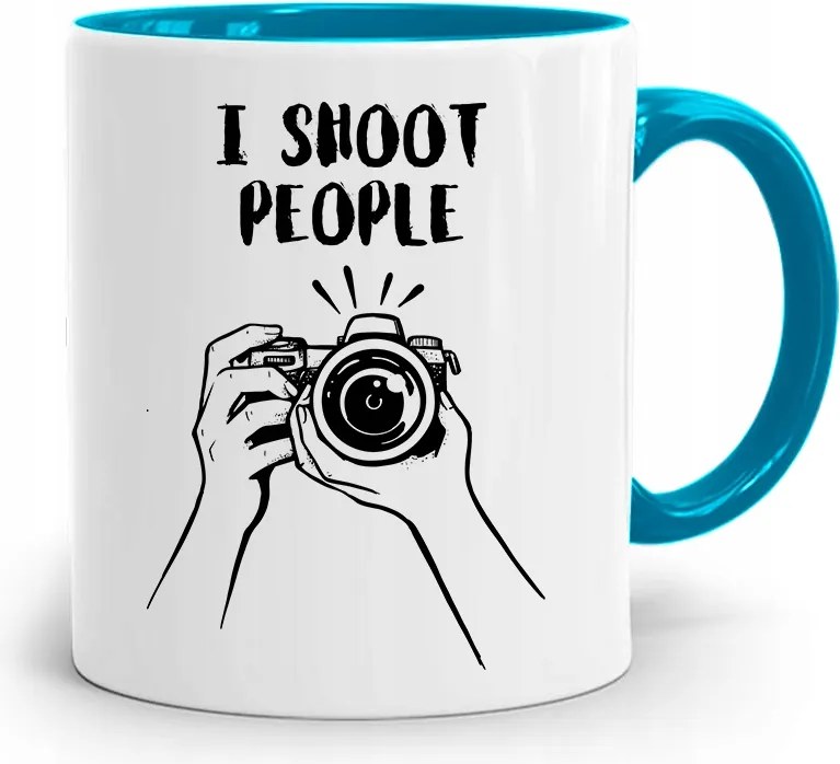 Kék Fotós Bögre És Shoot People Ajándék fényképes nyomtatással