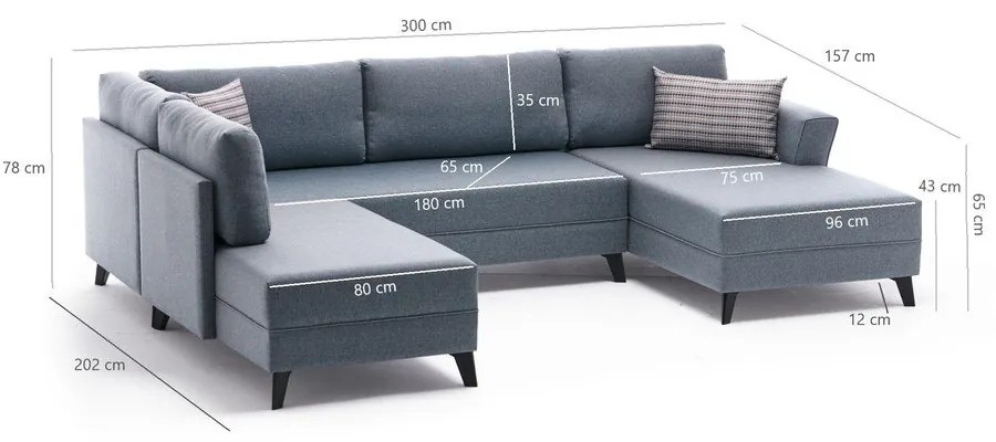 Bézs sarokkanapé (U alakú) Belen – Balcab Home