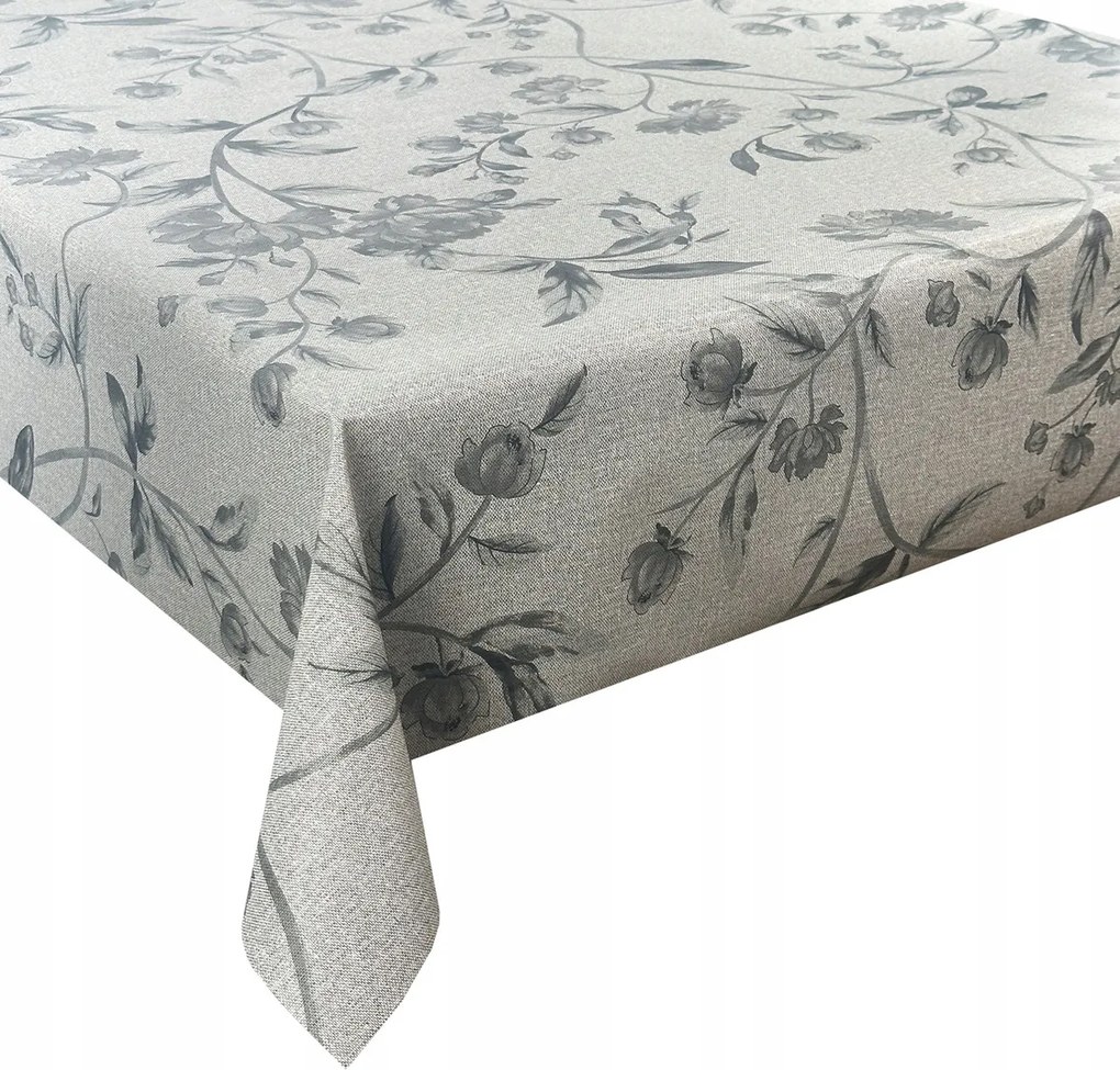 Asztalterítő Abrosz Kerámia Szürke Virágok 140x140 cm