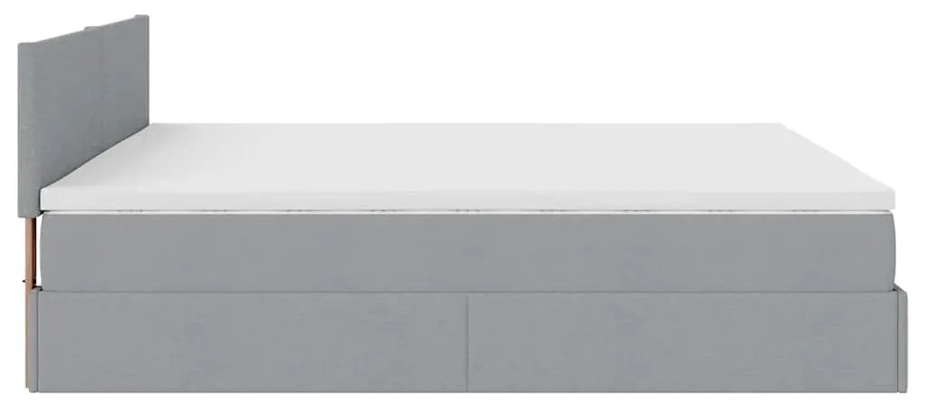 Ottomán ágykeret matraccal világosszürke 200x200 cm szövet