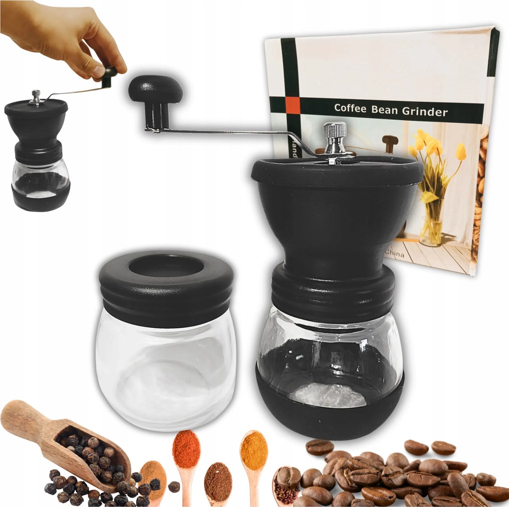 Kávédaráló Kézi Klasszikus Kerámia Fekete Tartály Erős