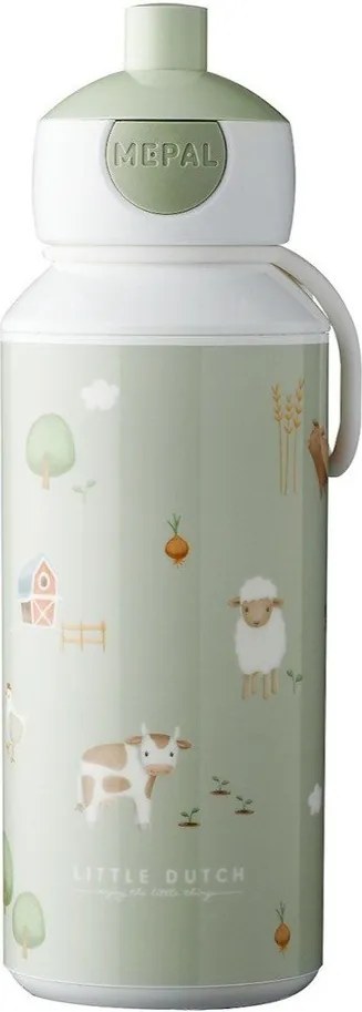 Világoszöld műanyag gyerek ivópalack 400 ml Little Farm by Little Dutch – Mepal