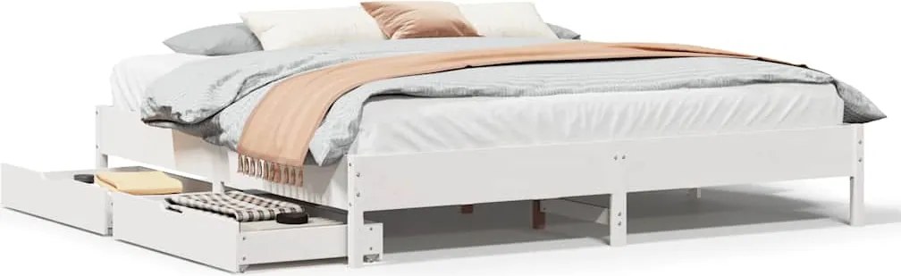 vidaXL fehér tömör fenyőfa ágy matrac nélkül 180 x 200 cm