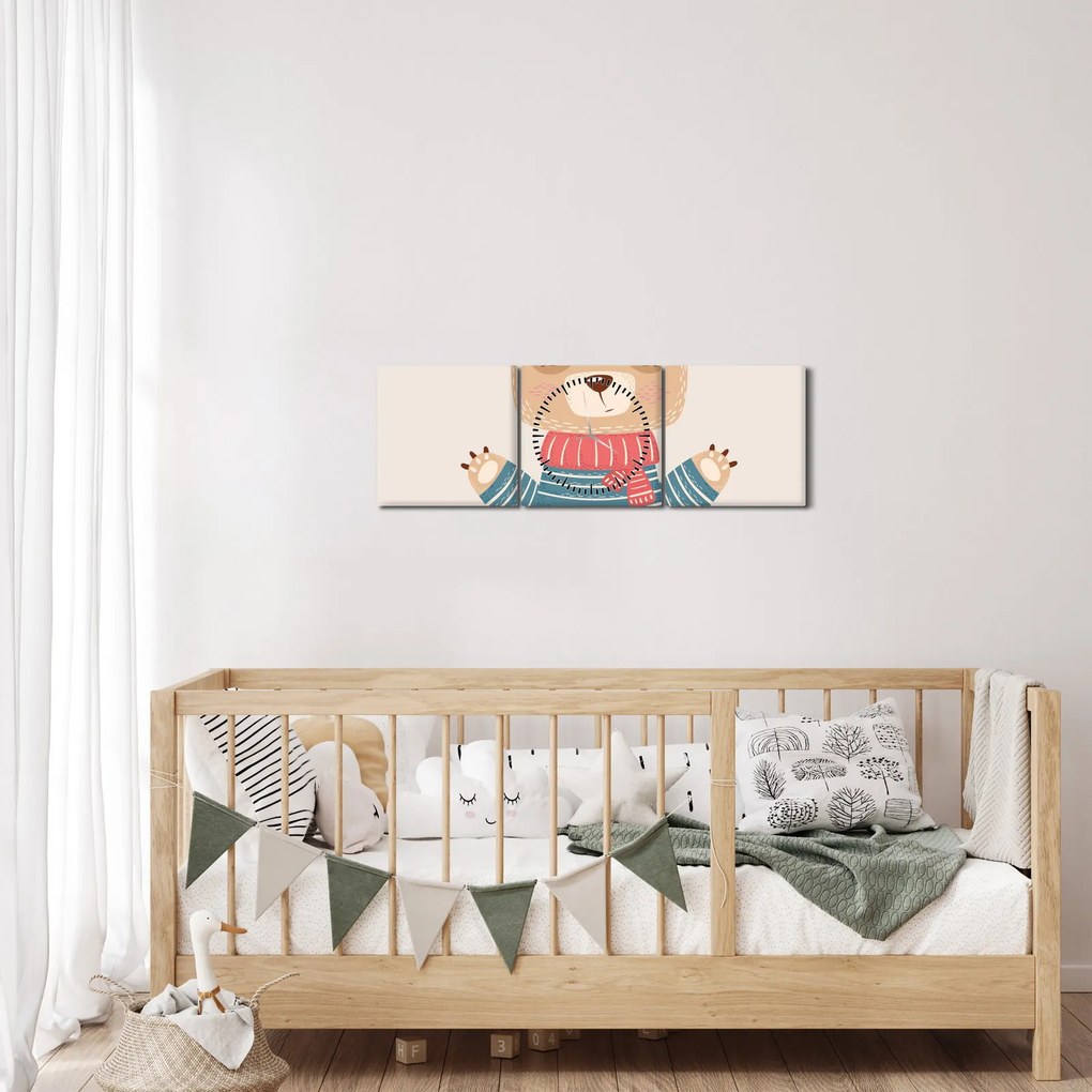 Kép - Bézs mackó koronával (órával) (90x30 cm)