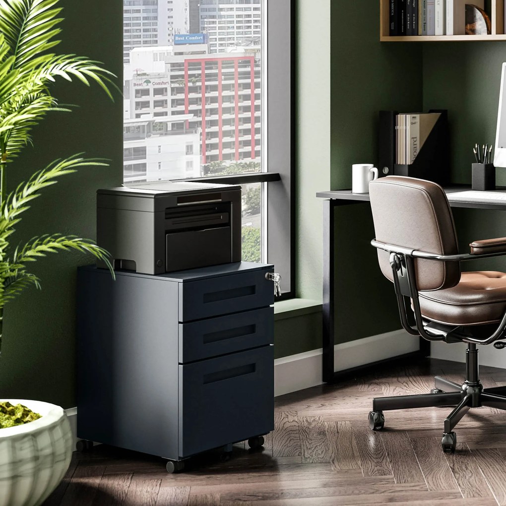 KATE görgős konténer íróasztal alá – 390 x 600 x 500 mm, antracit színű