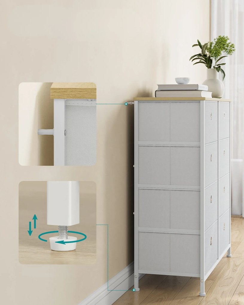 Komód fiókos dobozokkal TRENILO 80x81,5 cm, tölgy/világosszürke