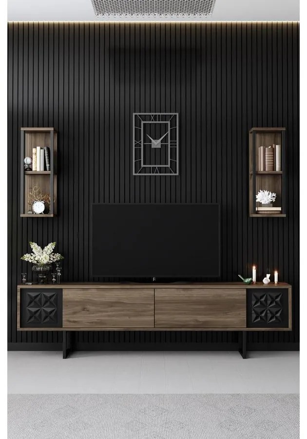 TV szekrény Black Line - Walnut, Black