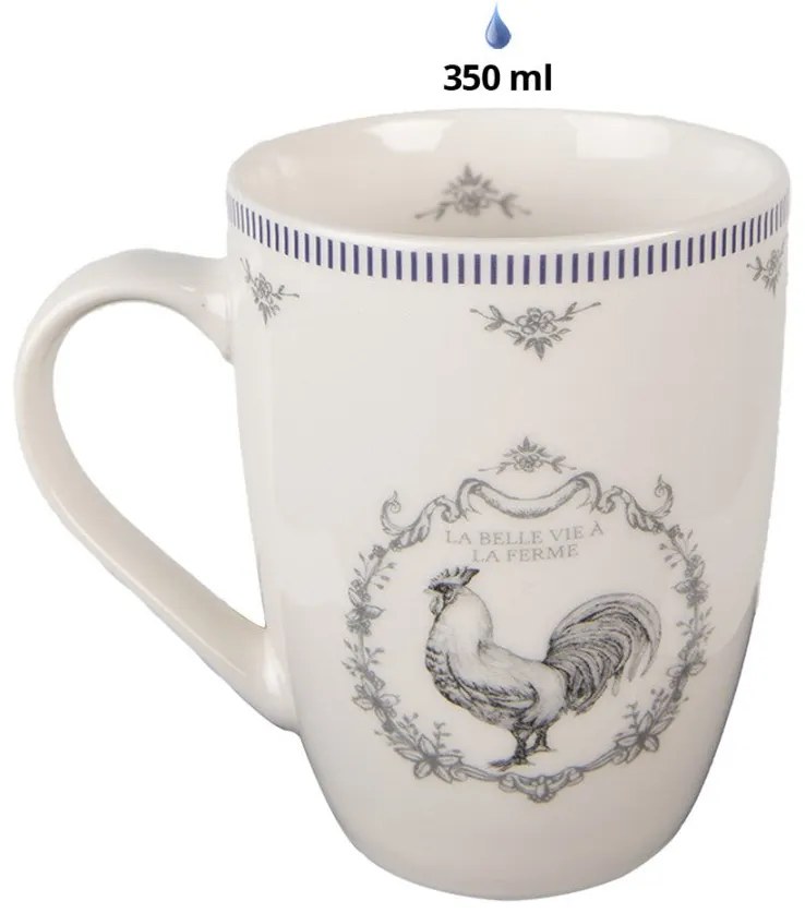 Porcelán bögre kakasos French Rooster