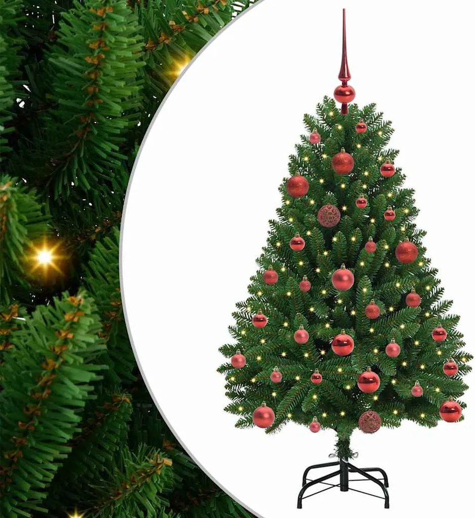 vidaXL Mű karácsonyfa 150 LED-del Zöld 120 cm PVC és fém