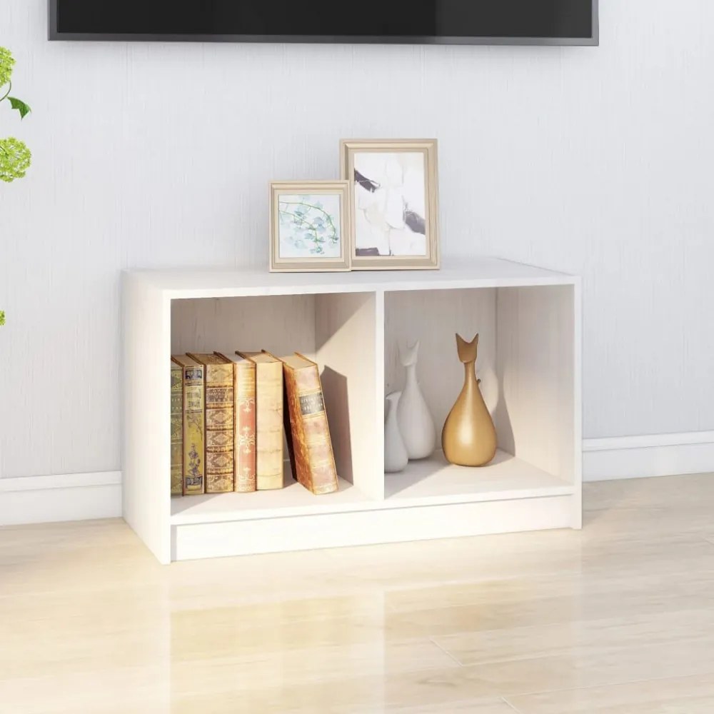 fehér tömör fenyőfa TV-szekrény 70 x 33 x 42 cm