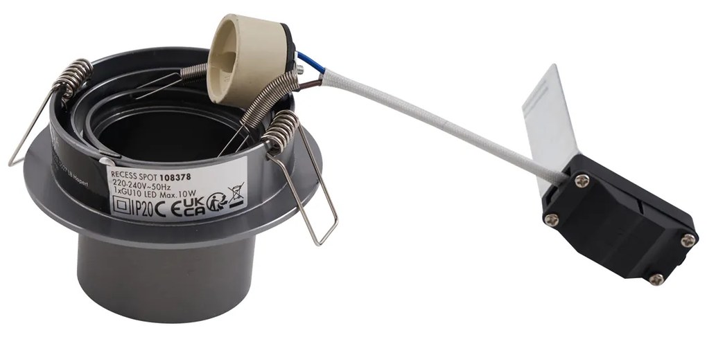 Modern beépíthető spotlámpa szett, 6 db, antracit, GU10, 50 mm, kerek, dönthető - Installa