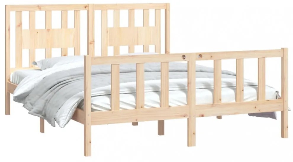tömör fenyőfa ágykeret fejtámlával 160 x 200 cm