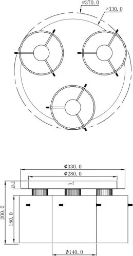 Globo 15904-3D - Mennyezeti lámpa TULIVAR 3xE27/40W/230V átm. 37 cm szürke