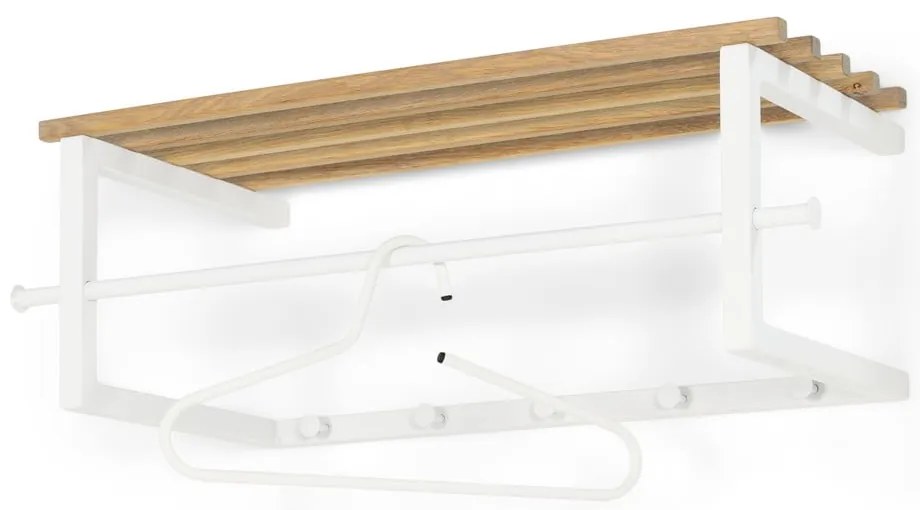 Fehér-natúr színű fém fali fogas polccal 76 cm Marco – Spinder Design