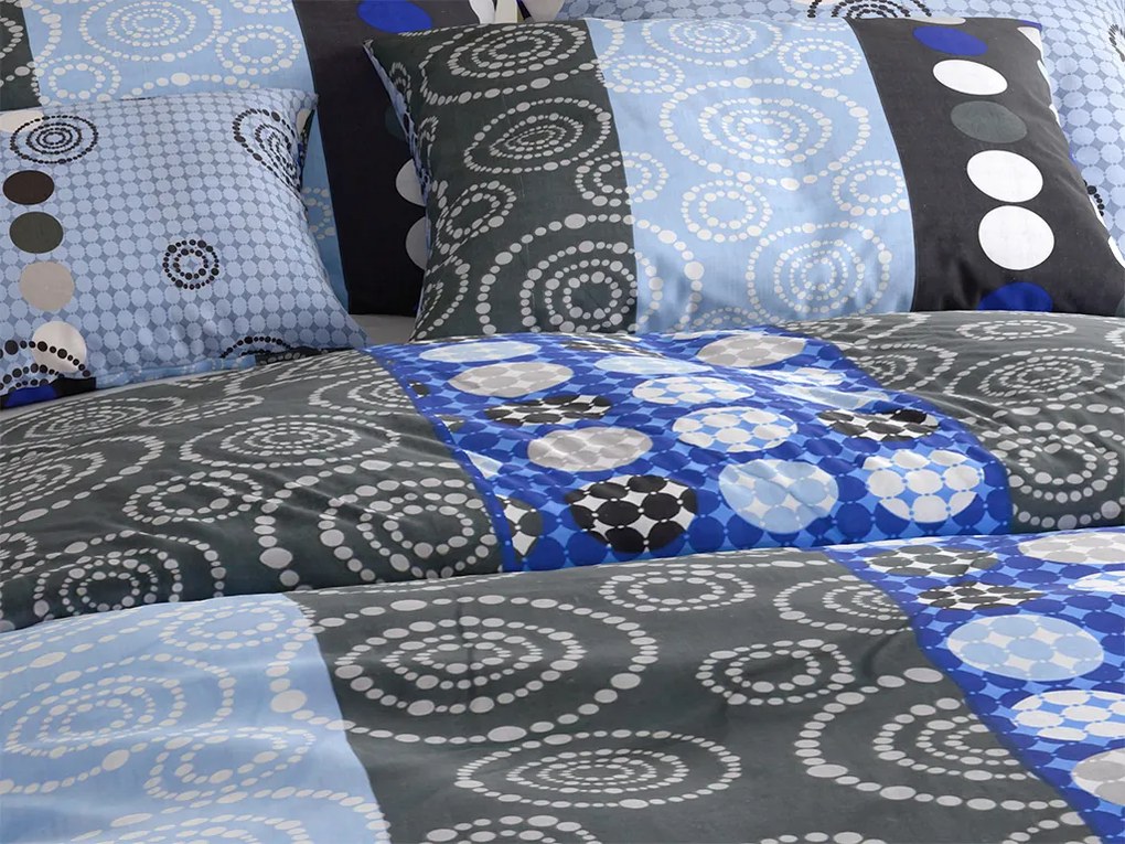 Pamut ágyneműhuzat CIRCLES BLUE, kék Ágyneműhuzat mérete: 70 x 90 cm | 140 x 200 cm