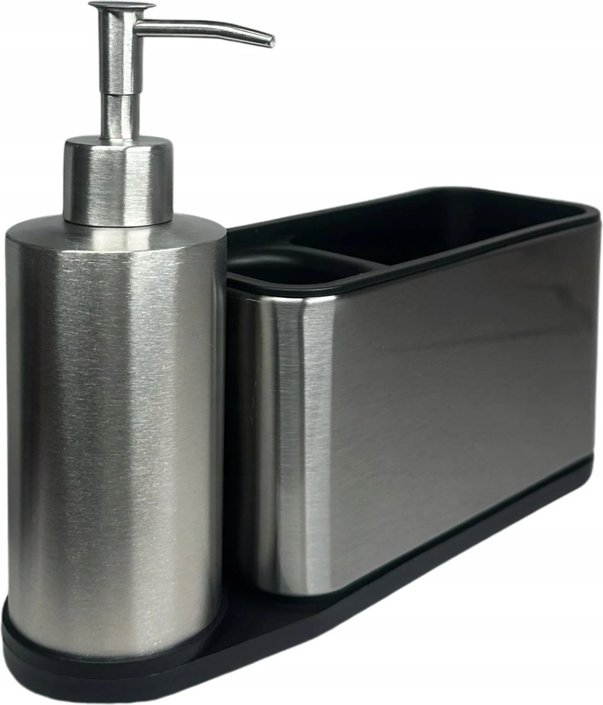 Konyhai Folyékony Mosogatószer Adagoló Súrolószivacs Szálcsiszolt Acél Készlet