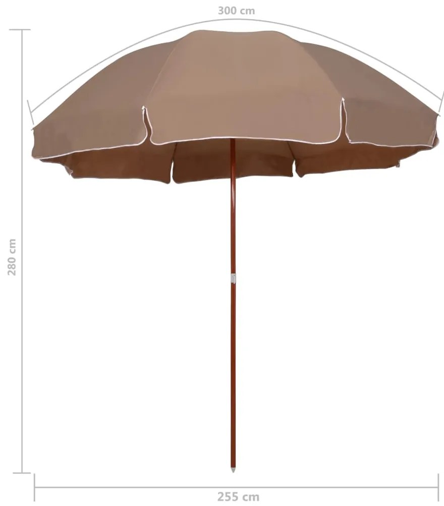 tópszínű napernyő acélrúddal 300 cm