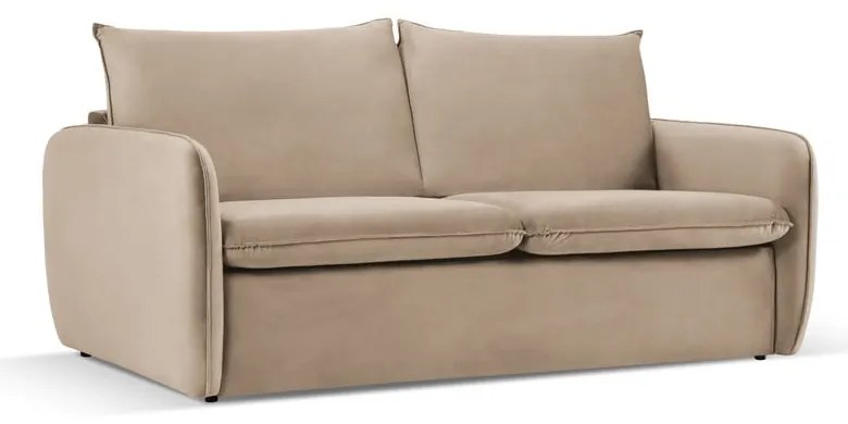 Bézs bársony kinyitható kanapé 194 cm Vienna – Cosmopolitan Design