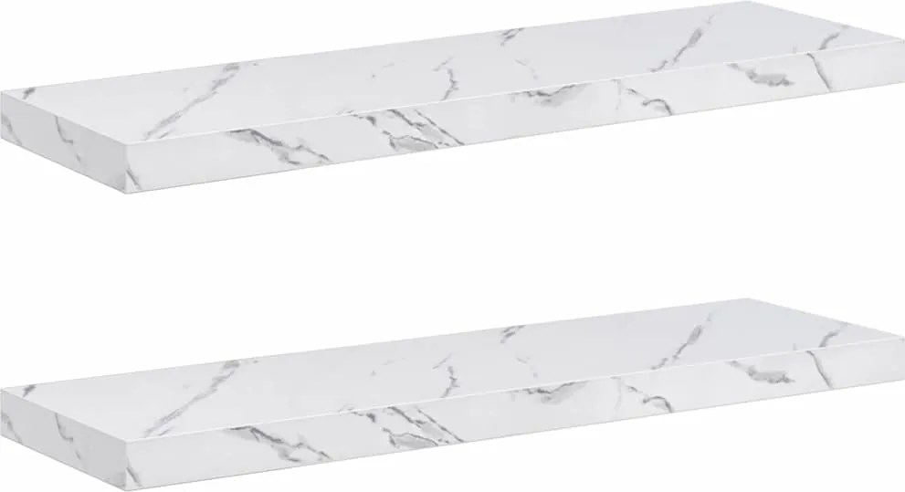 vidaXL Falpolc tárolóval 2 pcs Fehér márvány 90 x 23,5 x 4 cm Faanyag
