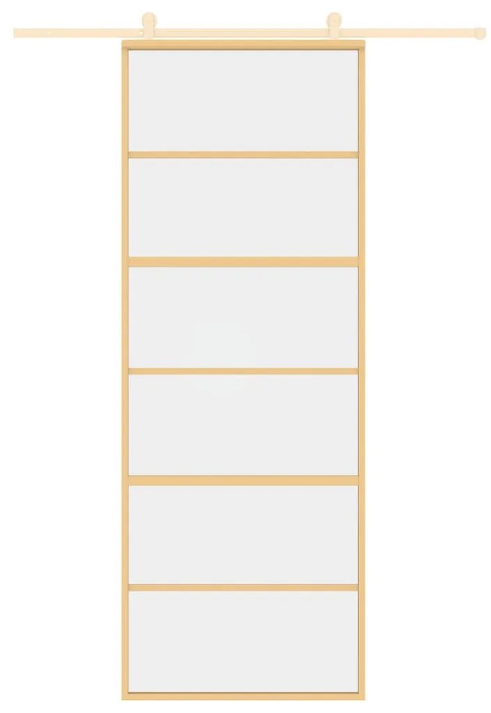 Aranyszínű átlátszó ESG üveg és alumínium tolóajtó 76 x 205 cm