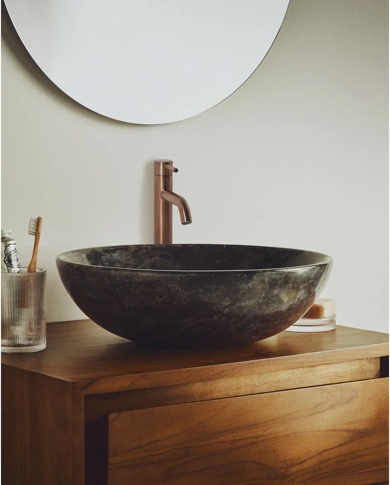 Szürke kő kerek mosdókagyló ø 40 cm Darnen – Kave Home