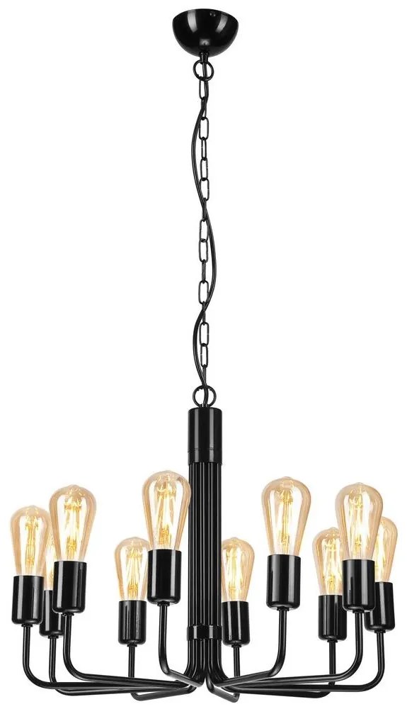 Csillár láncon TIFFANY 10xE27/60W/230V fekete