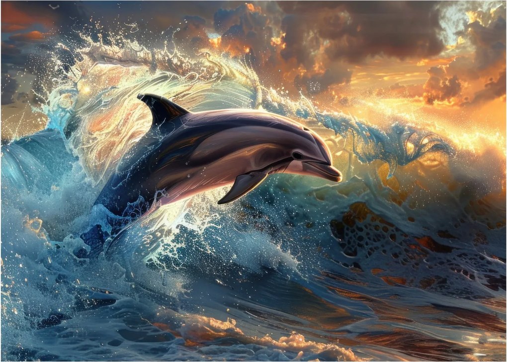 Üveg kép - Delfin, illusztrációk (70x50 cm)