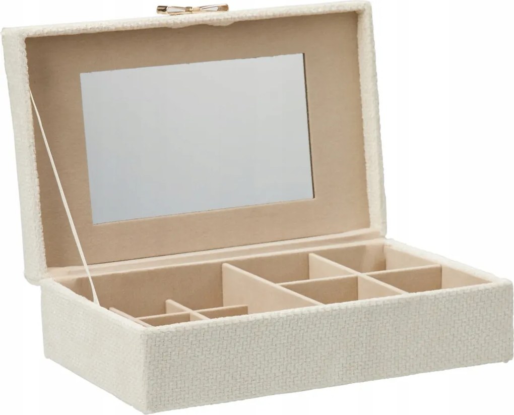 Ékszertartó Doboz Poliészter 25X7,5X15,5 CM Tükörrel És Rekesszel