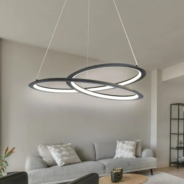 LED Csillár zsinóron TANGO LED/44W/230V 4000K átm. 60 cm fekete