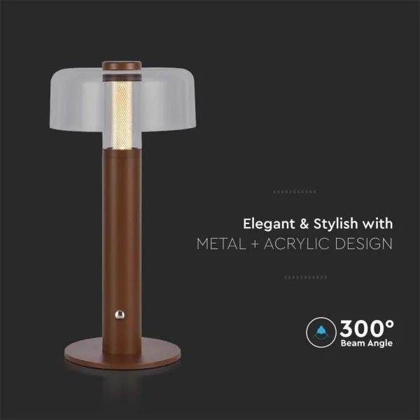 LED Dimmelhető tölthető asztali lámpa LED/1W/5V 3000K 1800 mAh barna