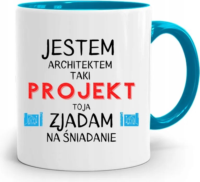 Kék Építész Bögre Építész Vagyok, fényképes nyomtatással