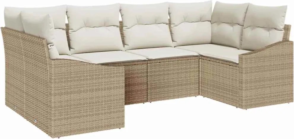 vidaXL Kerti Kanapé Szett tárolóval 6 pcs Beige és krém polirattan