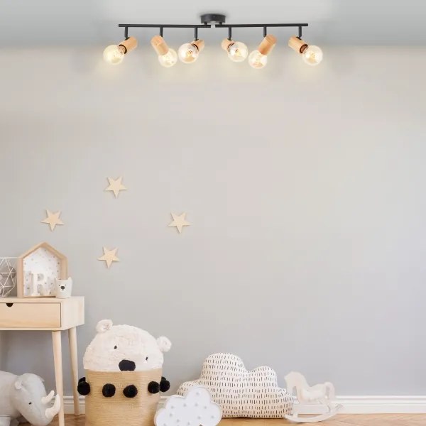 Brilliant - KERRY irányítható spotlámpa 6xE27/40W/230V fekete/bambusz