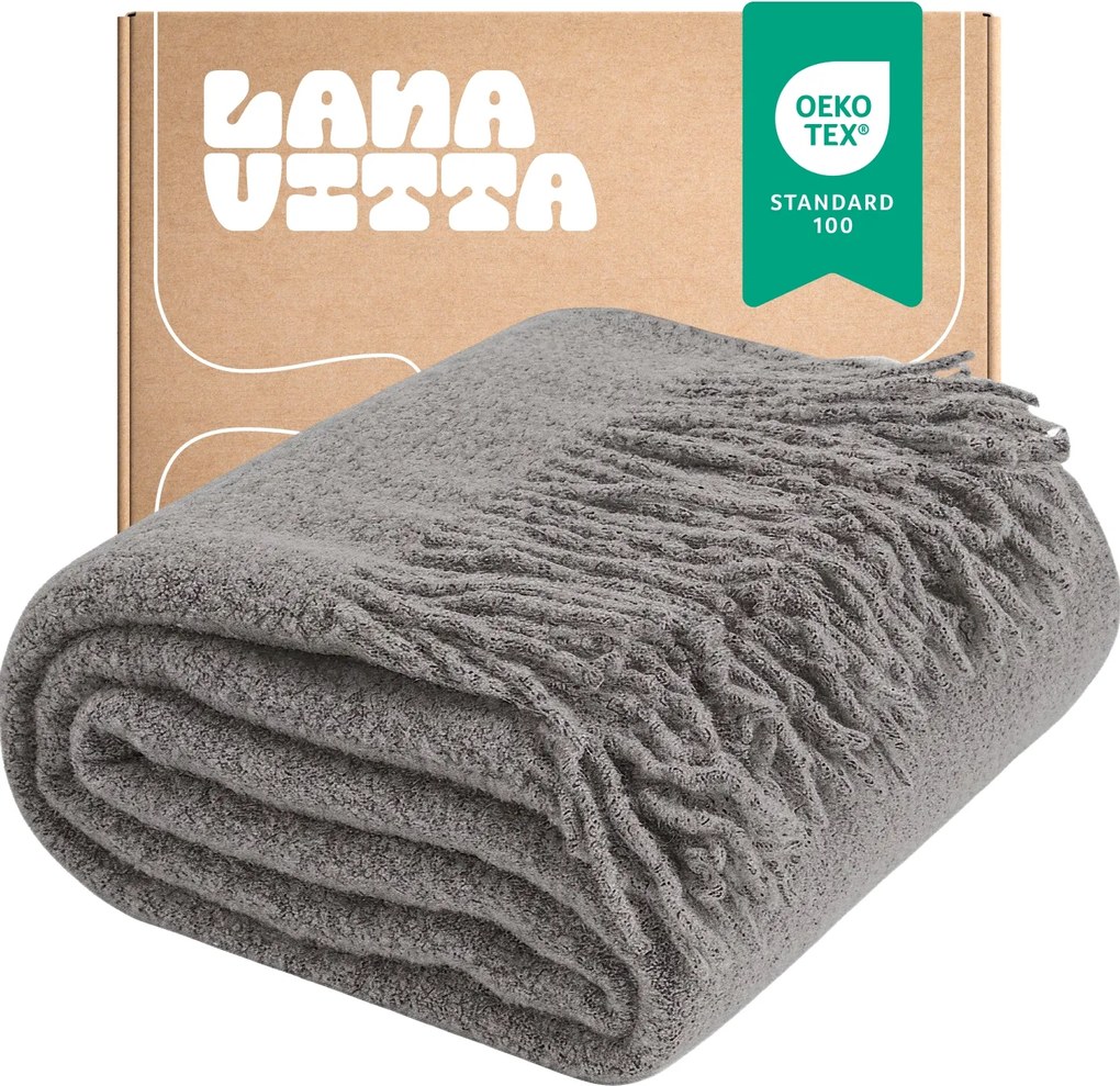 Bouclé takaró "Premium" ágytakaró pléd szürke 140х200 cm