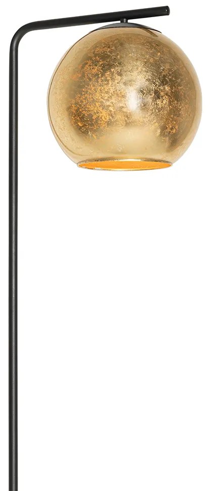Design állólámpa fekete aranyszínű üveggel - Bert