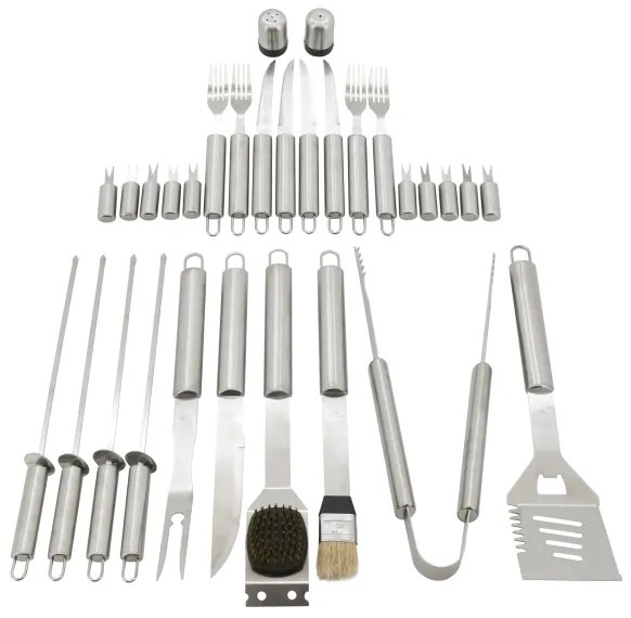 Grillező eszközök rozsdamentes acél tokkal 30 db