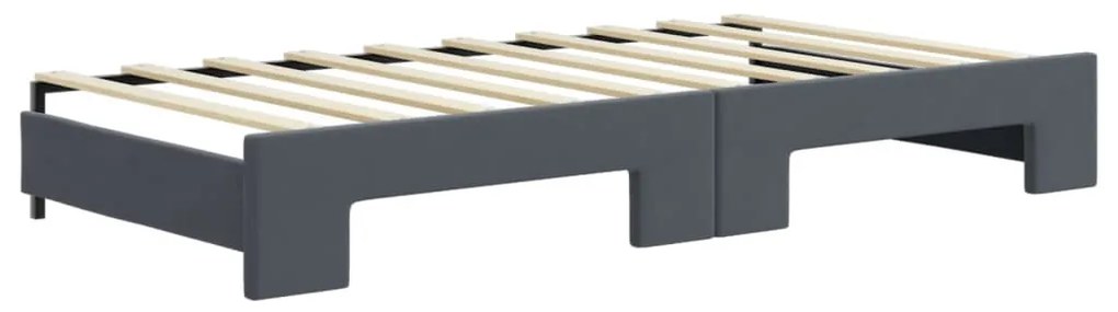 sötétszürke kihúzható bársony heverő 90 x 190 cm