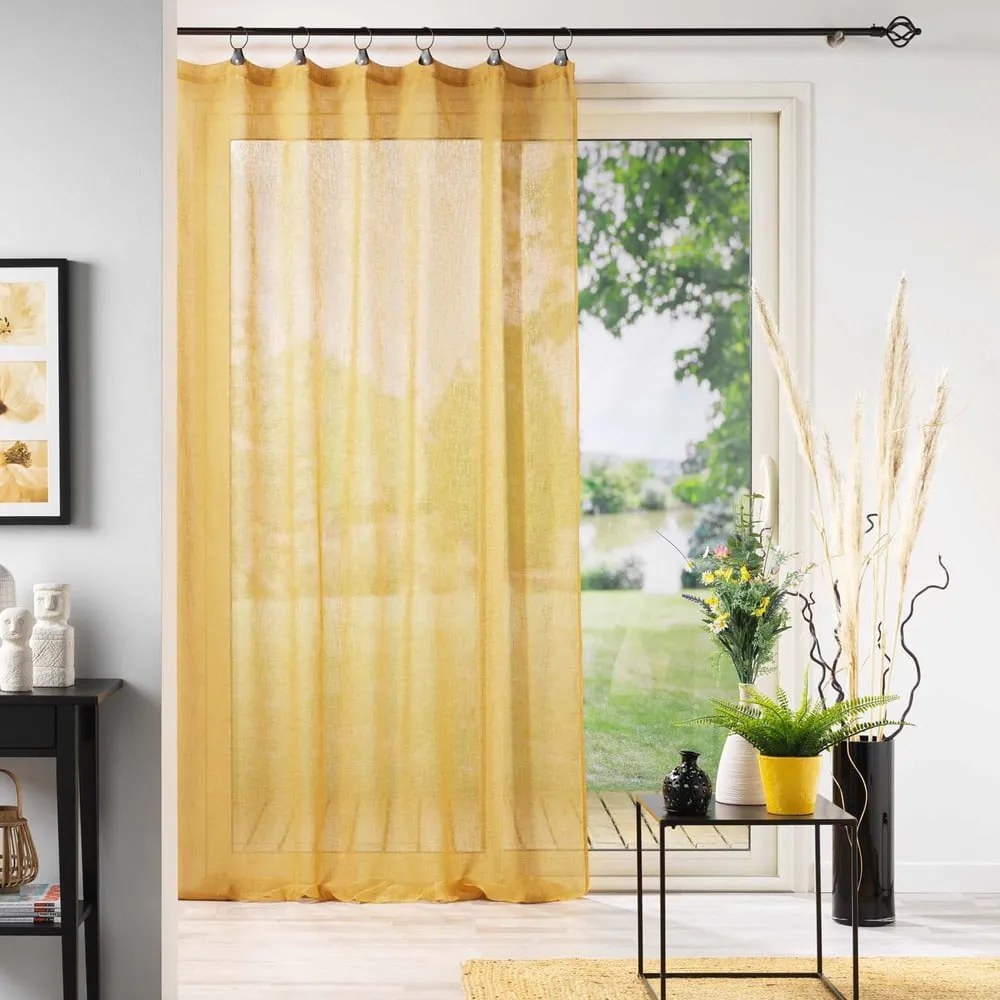 Sárga átlátszó függöny 140x240 cm Linka – douceur d'intérieur