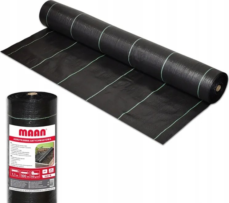 Agrotextília mulcsozáshoz (gyomok ellen) Maan fekete 110 x 10000cm110g/m²