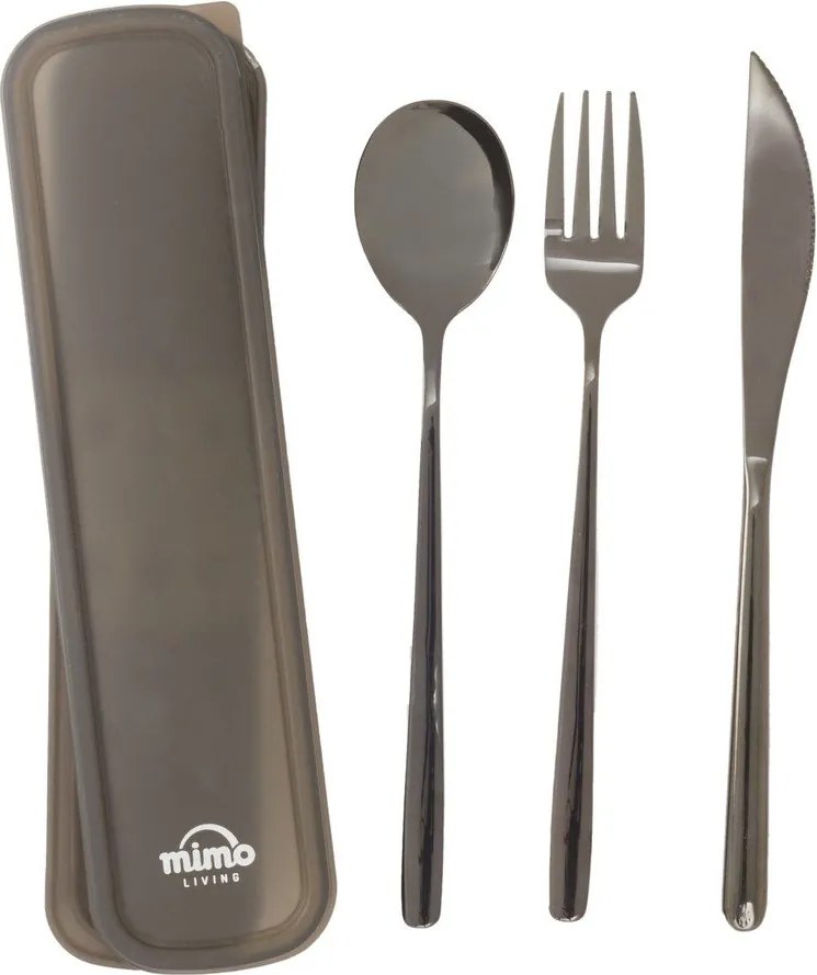 Fekete rozsdamentes acél evőeszköz készlet 3 db-os Mimo – Premier Housewares