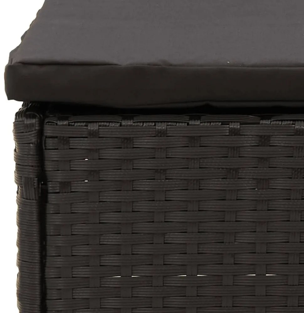 fekete polyrattan kerti lábtartó párnával