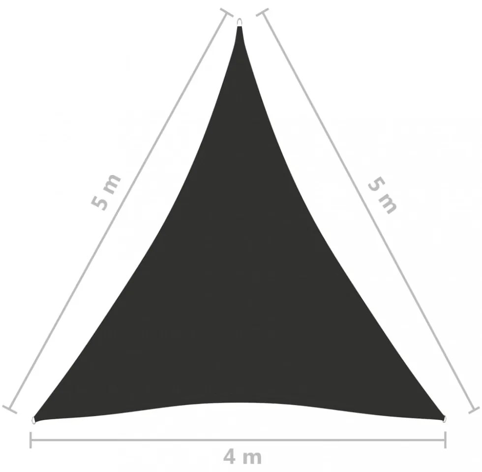antracitszürke háromszög alakú oxford-szövet napvitorla 4x5x5 m