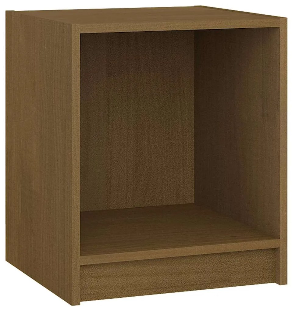 2 db mézbarna tömör fenyőfa éjjeliszekrény 35,5x33,5x41,5 cm