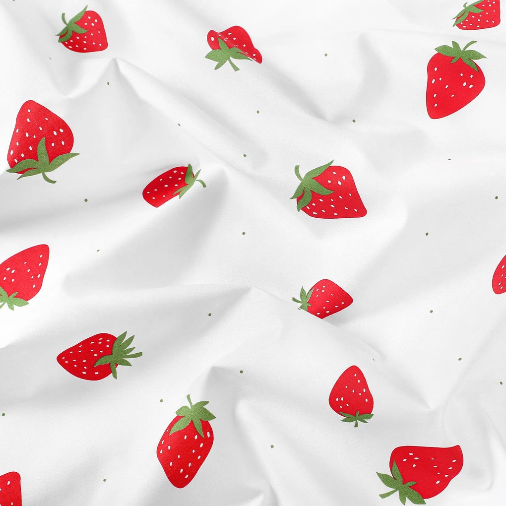 Goldea gyermek gumis pamut lepedő kiságyba - friss szamócák 60 x 120 cm