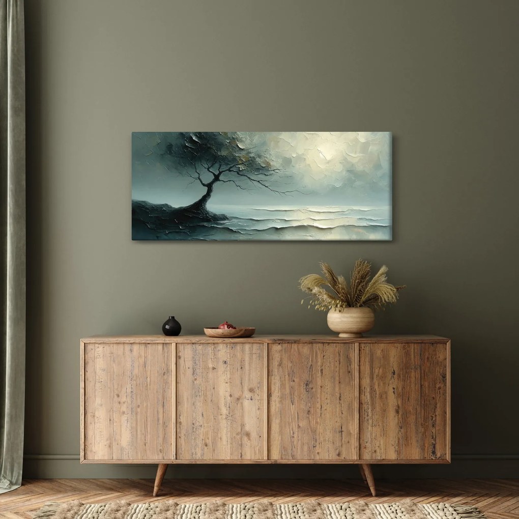 Kép - Olajfestmény egy fa az óceánnal (120x50 cm)