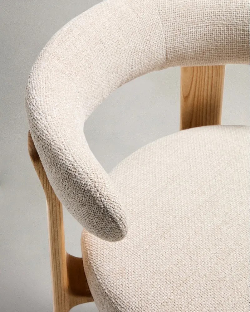 Bézs-világos natúr színű kőrisfa bárszék (ülésmagasság 75 cm) Granite – Kave Home